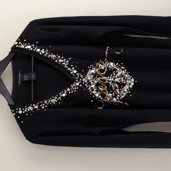 Boston Proper Women's Embellished V-Neck Christmas Sweater - Picture 2 of 8